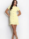 Textured golden buttons dress