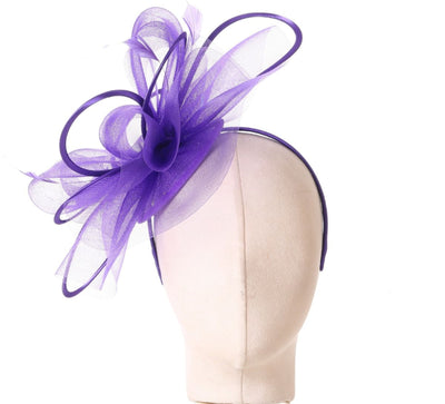 Purple feather fascinator