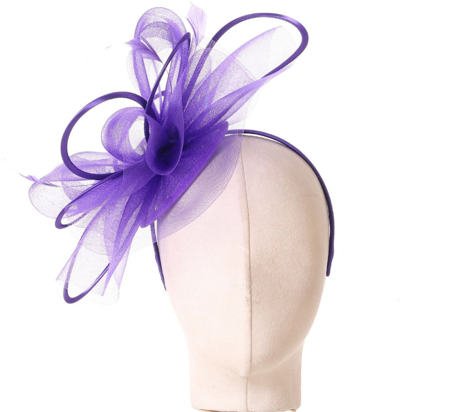 Purple feather fascinator