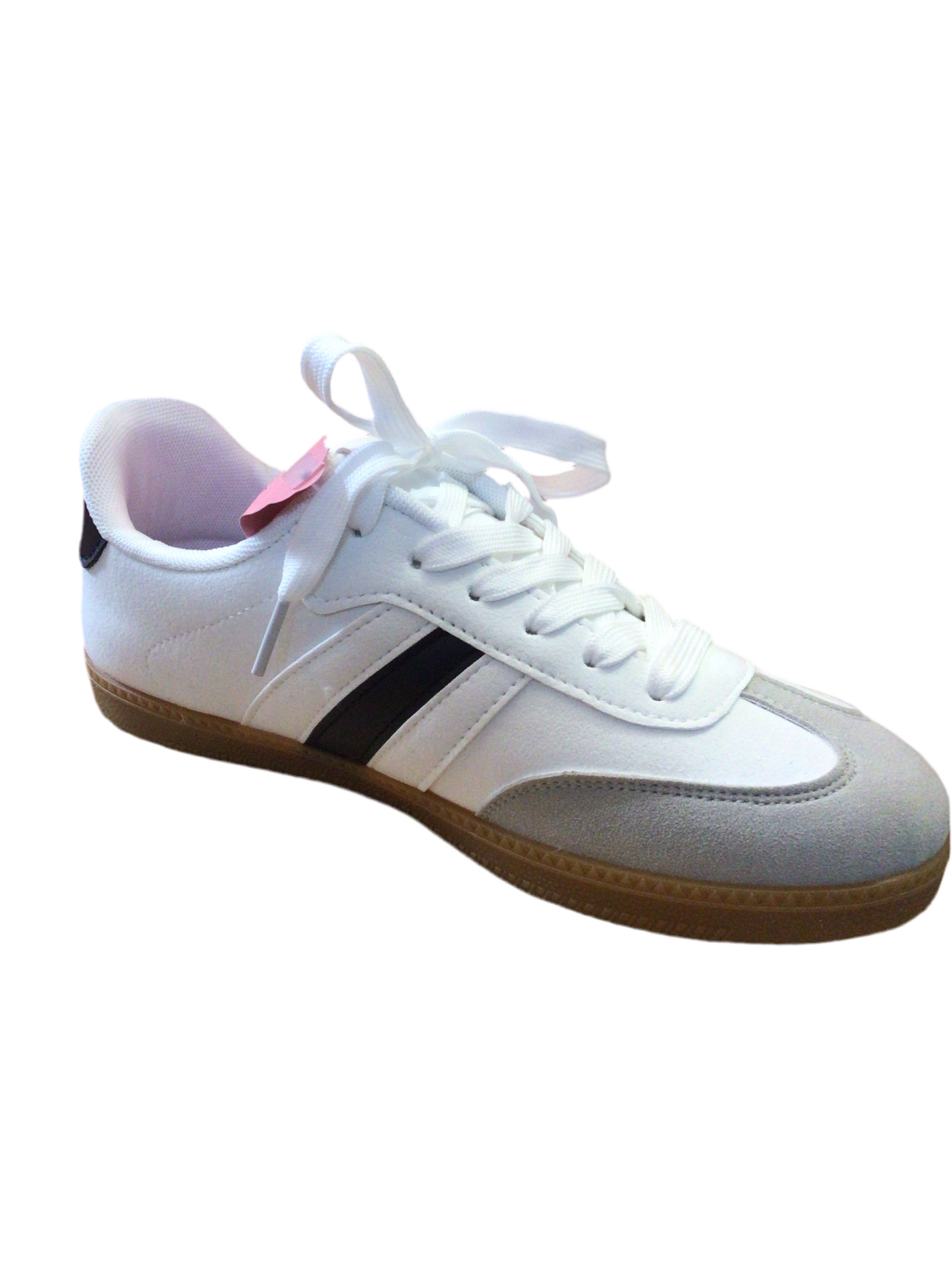 White trainers with black stripe