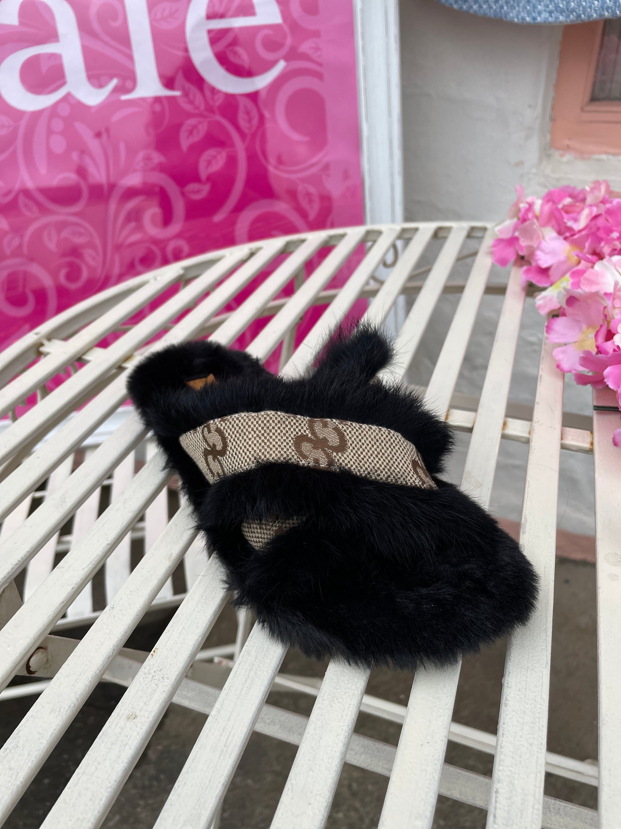 Black Slipper with Cross over