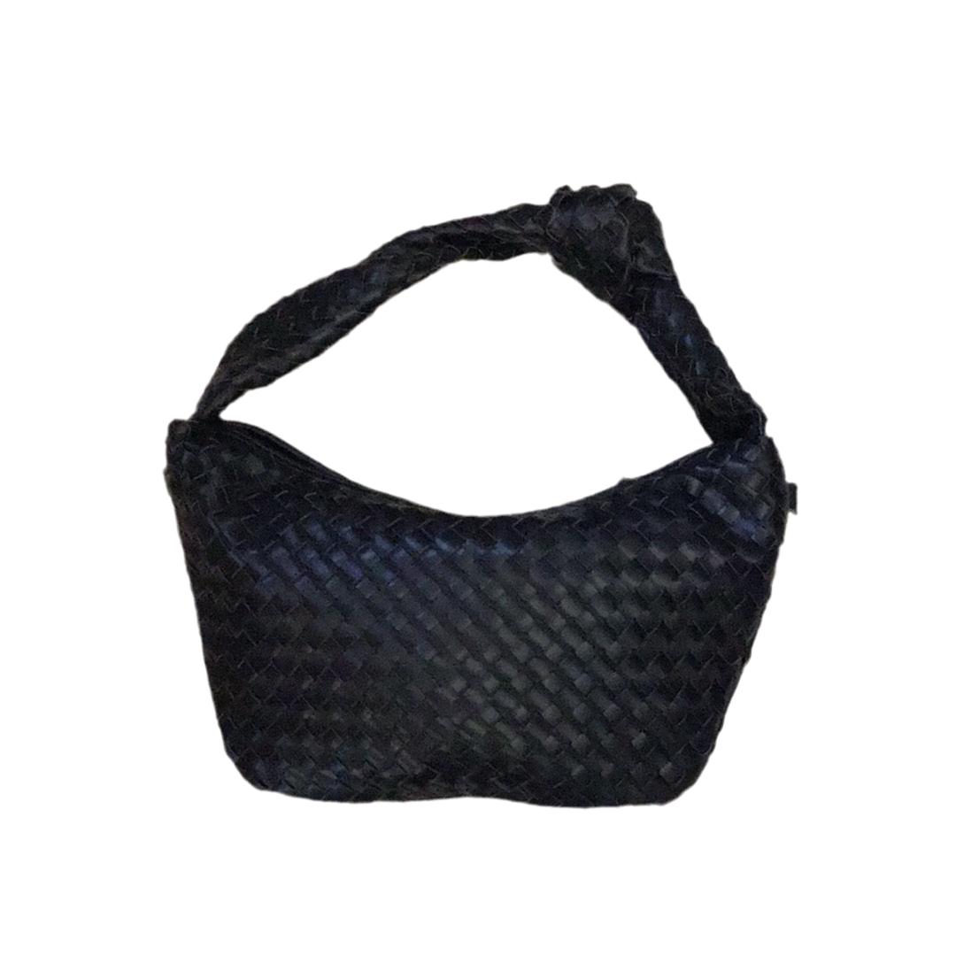 Black leather bag with shoulder strap