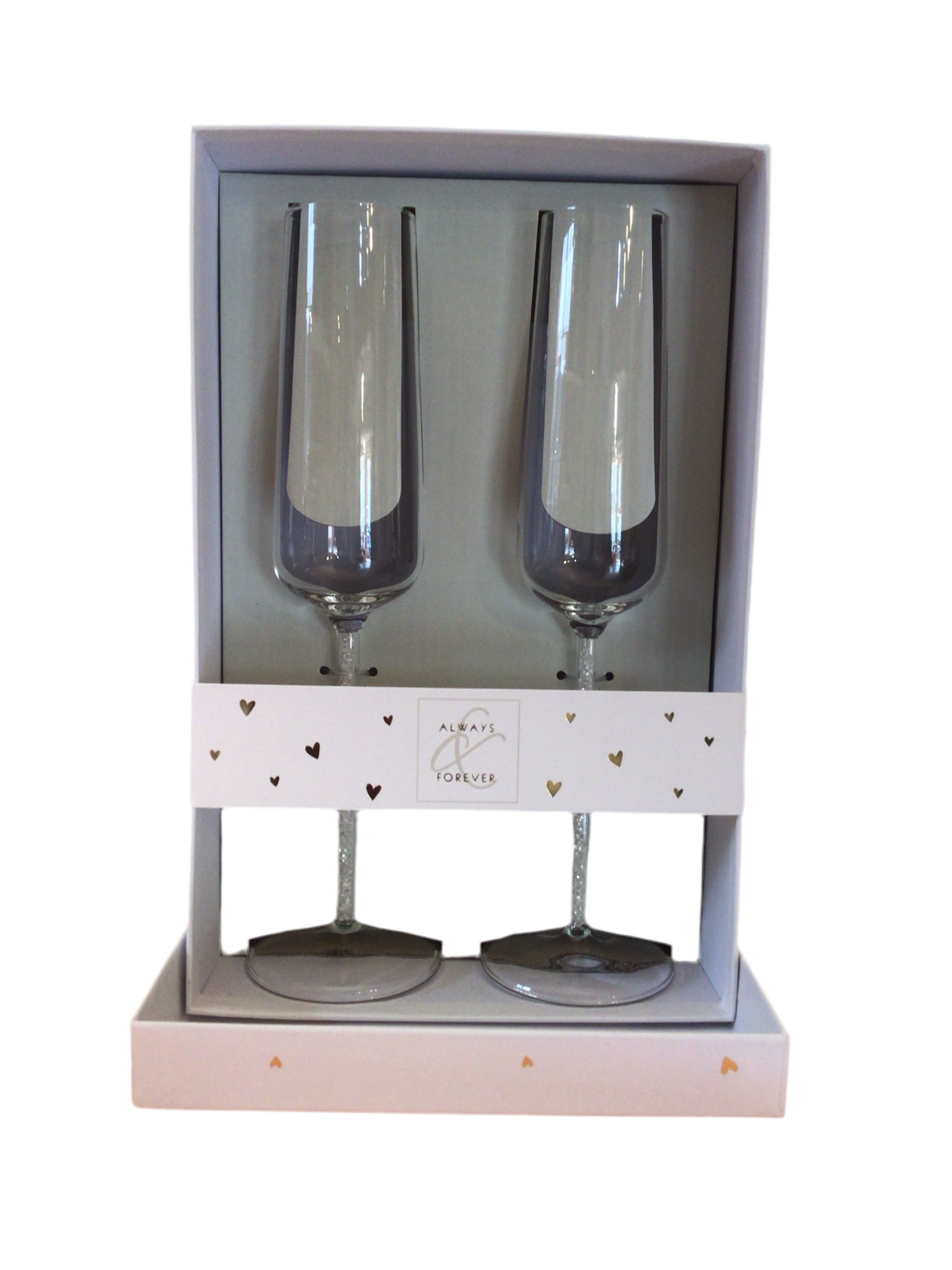 Always & Forever boxed glasses with crystal stem