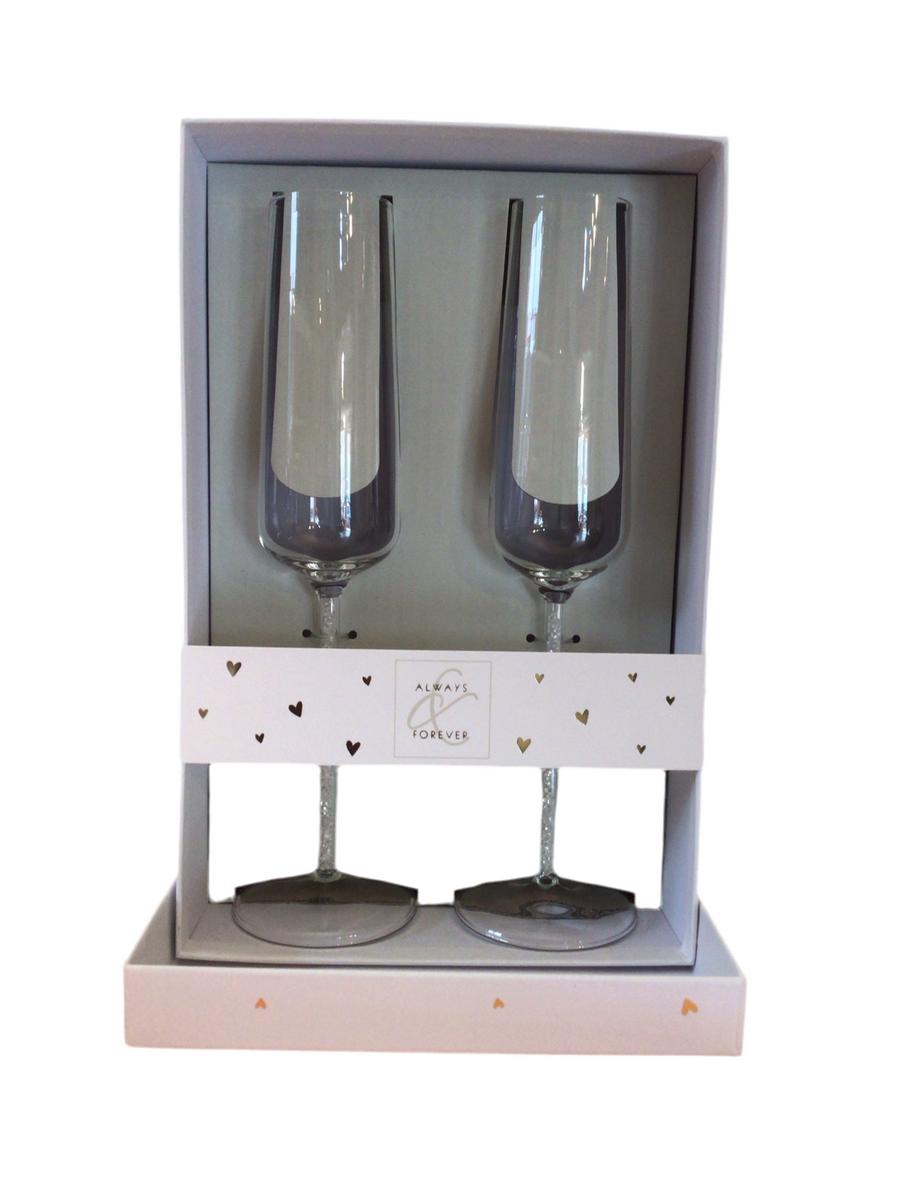 Always & Forever boxed glasses with crystal stem