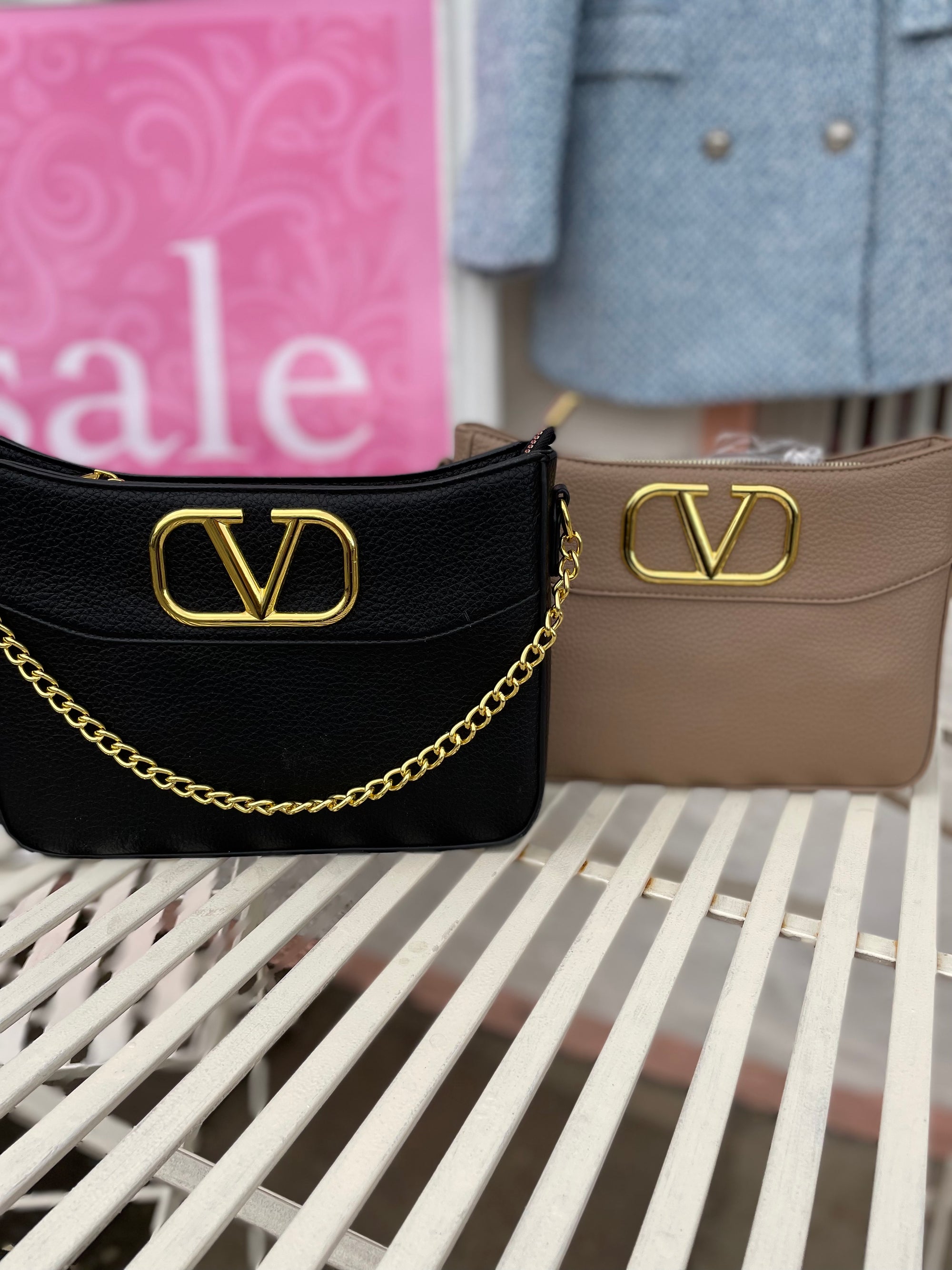 Medium V Handbag with across body strap
