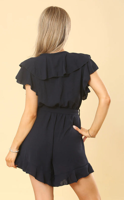 Navy and White Ruffle playsuit.   SALE
