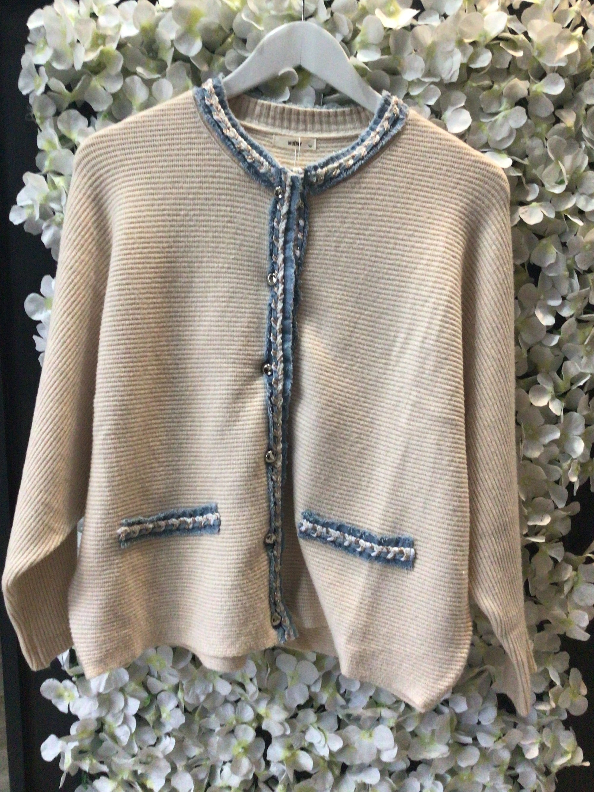 Moewy Denim Trim Cardigan