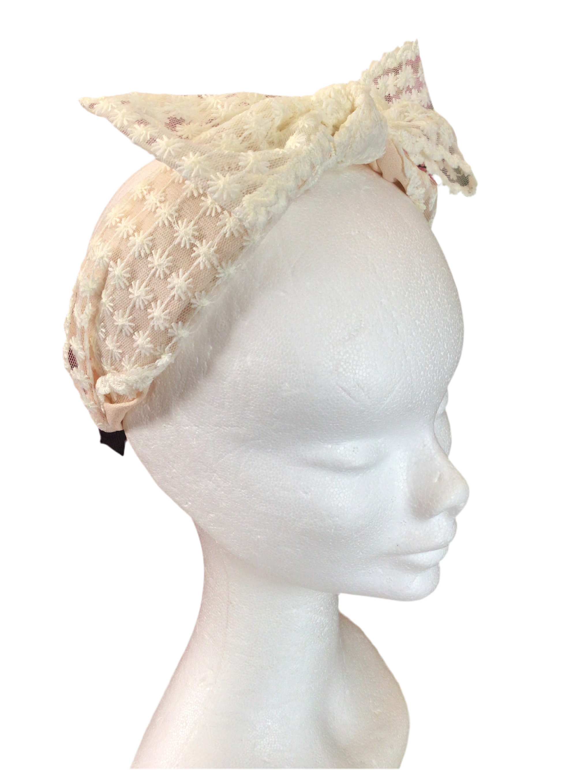 Cream bow headband
