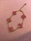 Hot Pink four clover bracelet