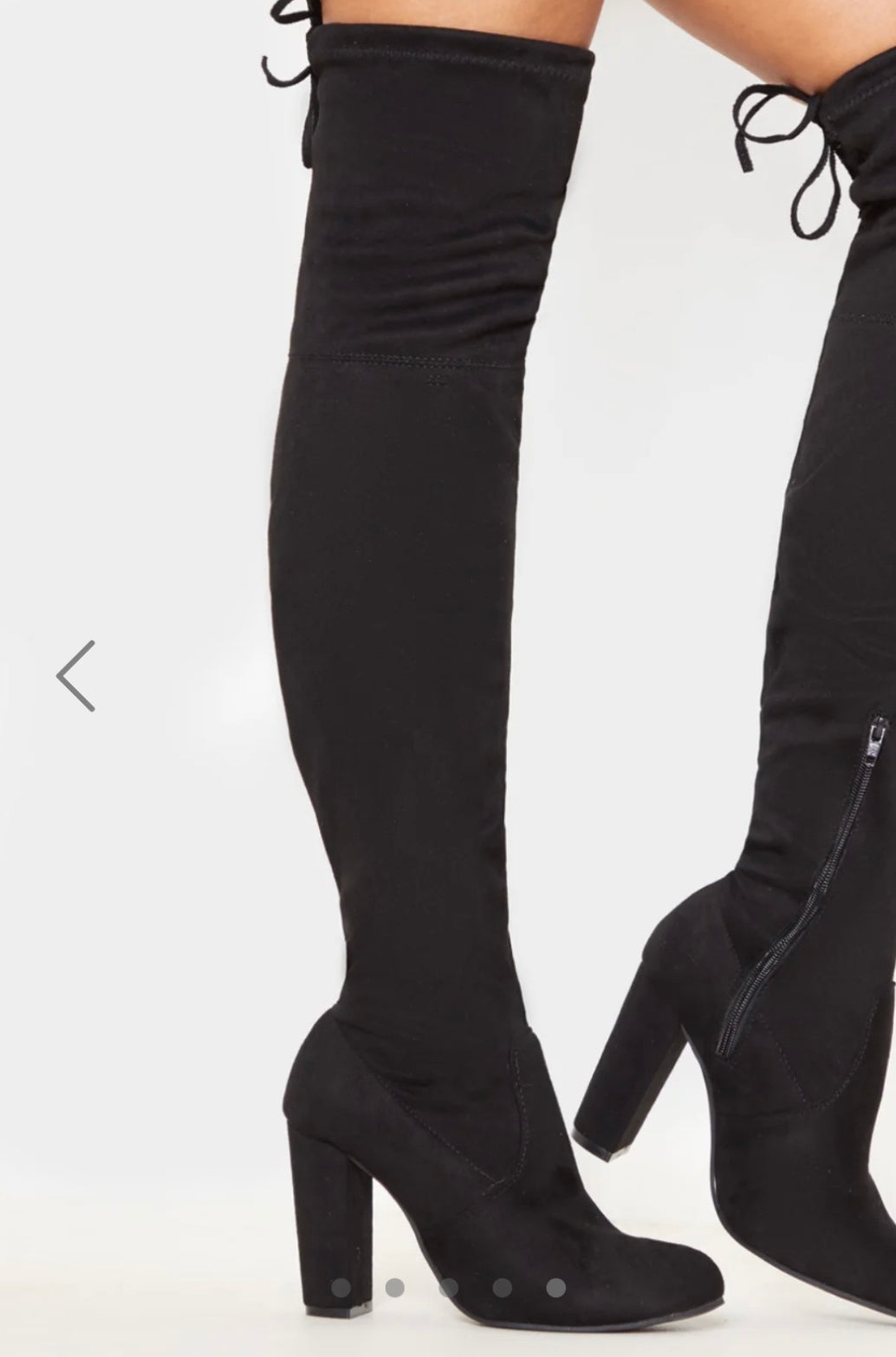 Black Suede Over The Knee High Chunky Heeled Boots.