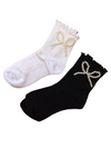 Socks with pearl bow detail