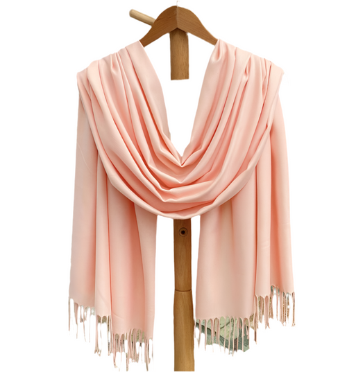 Peachy Orange Pashmina Scarf with delicate tassel detail