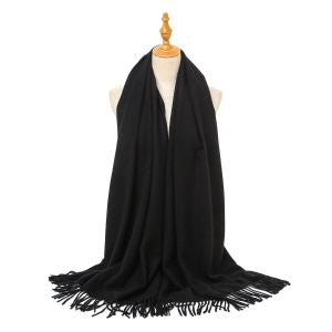 Soft Black pashmina with delicate tassle detail