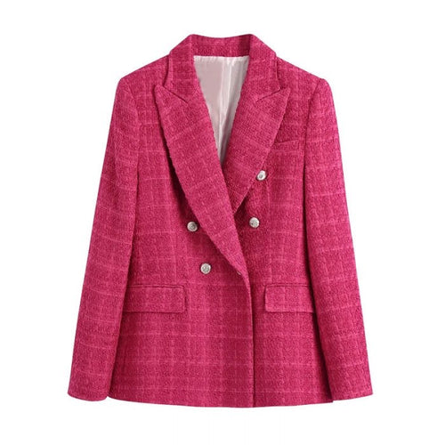 Tweed Fushcia Pink Blazer- Silver Buttons