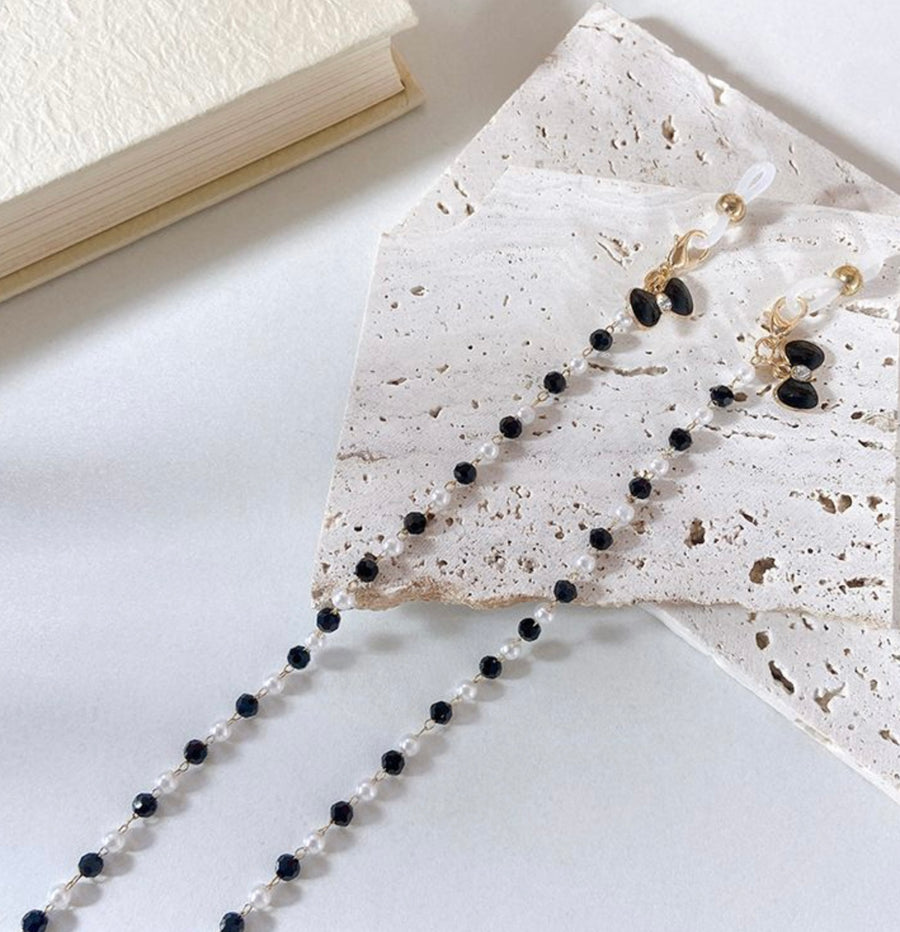 Black Bow with crystal and pearl