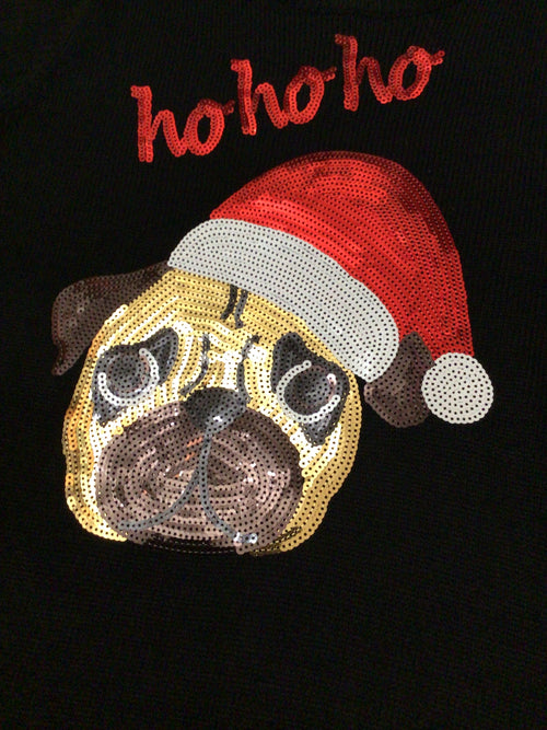 Sequin pug Christmas jumper