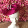 Cerise fascinator with diamanté & feather