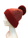 Red pattered bobble hat