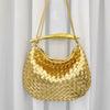 Gold woven tote bag