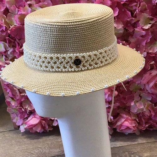 Pearl boater hat straw