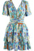 Printed V Neck Frilled Mini Dress