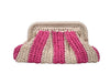 Beach clutch bag in Fushsia stripe