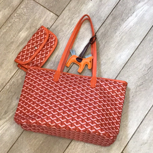 Inspired Orange tote bag with mini purse