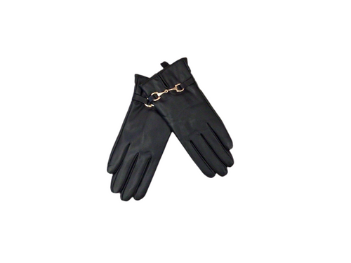 Black leather gloves