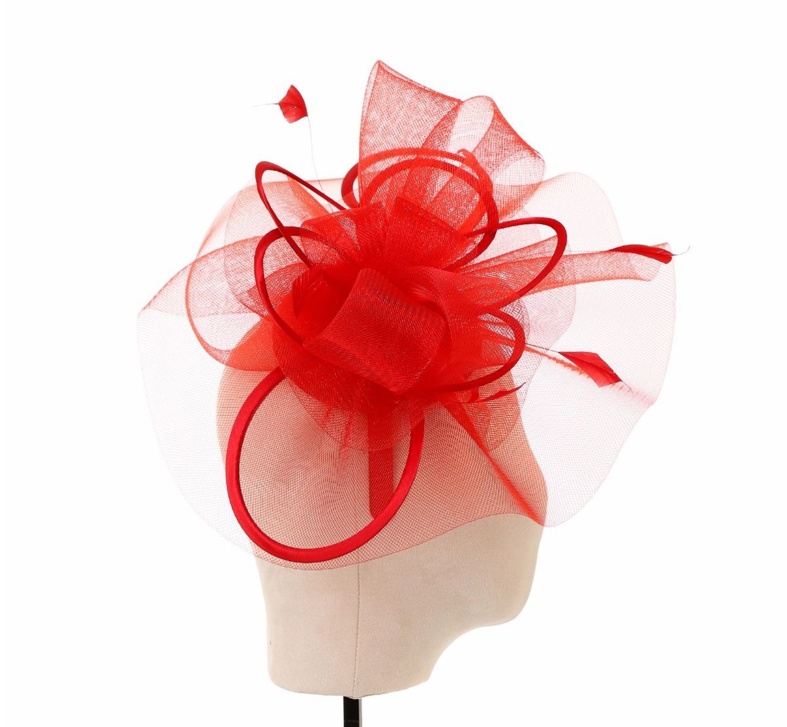 Feather red fascinator