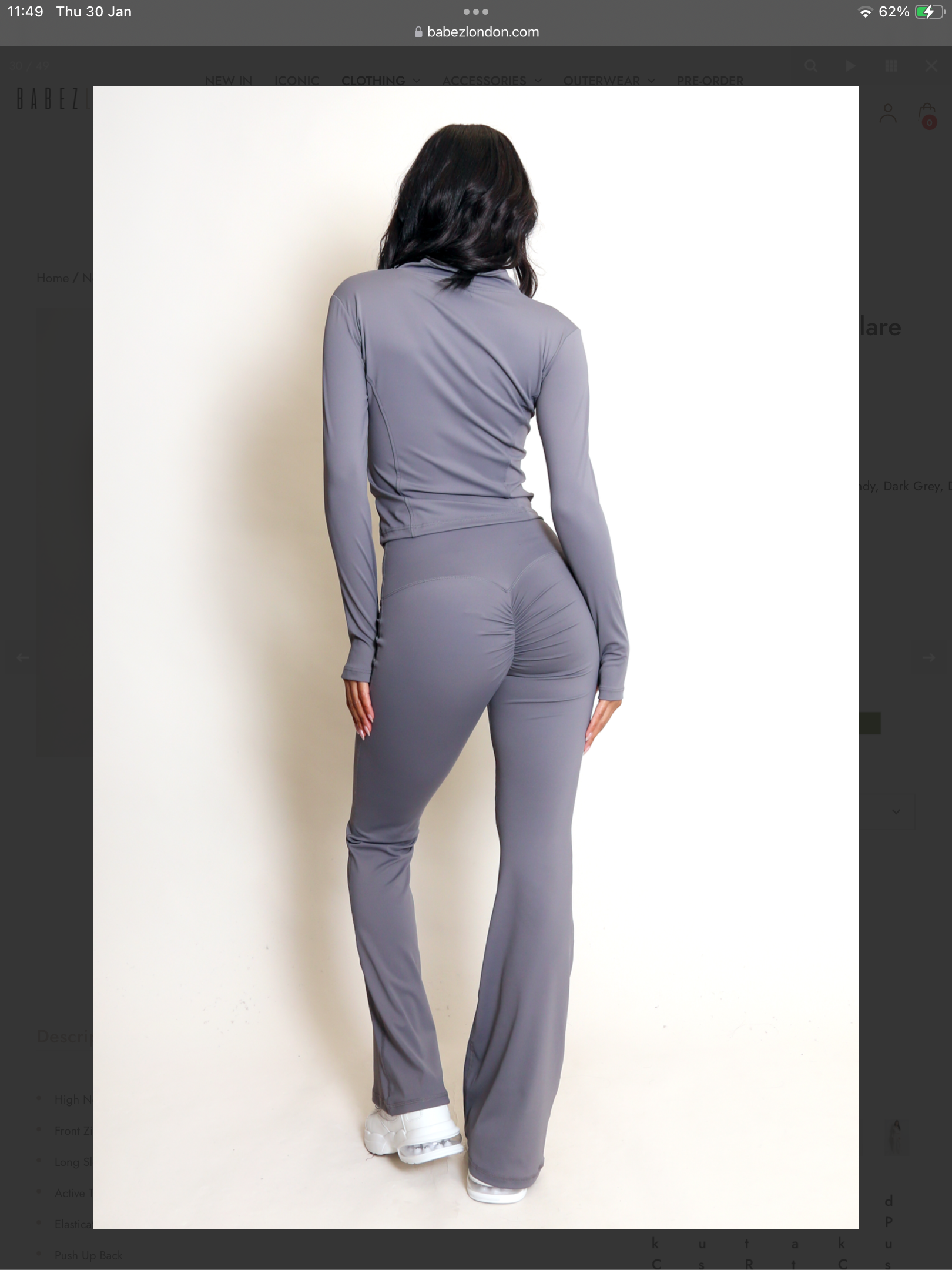 Active zip up and flare trousers set