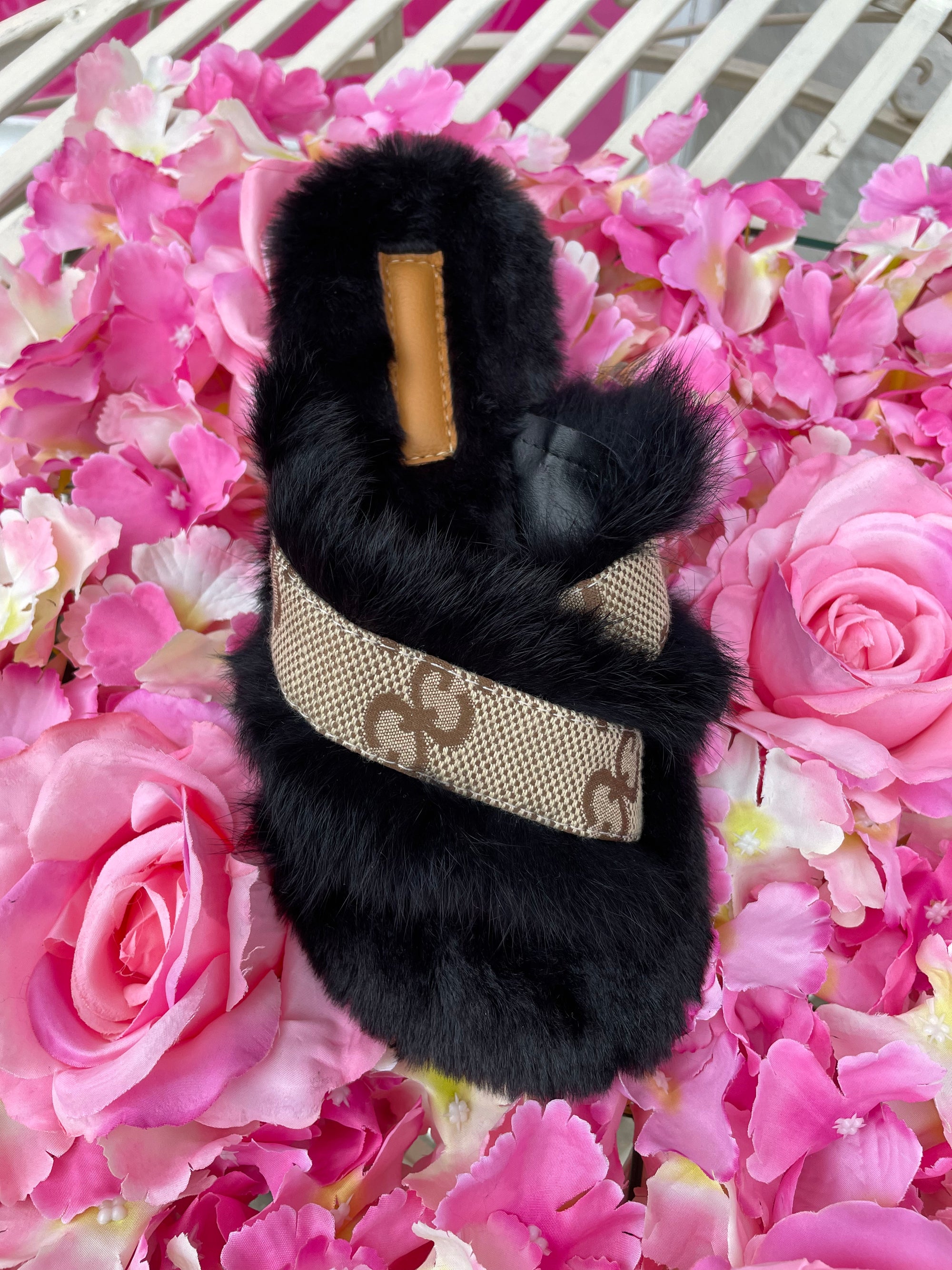 Black Slipper with Cross over