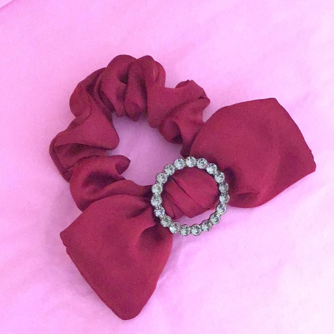 Hair scrunchie, bow with diamantés