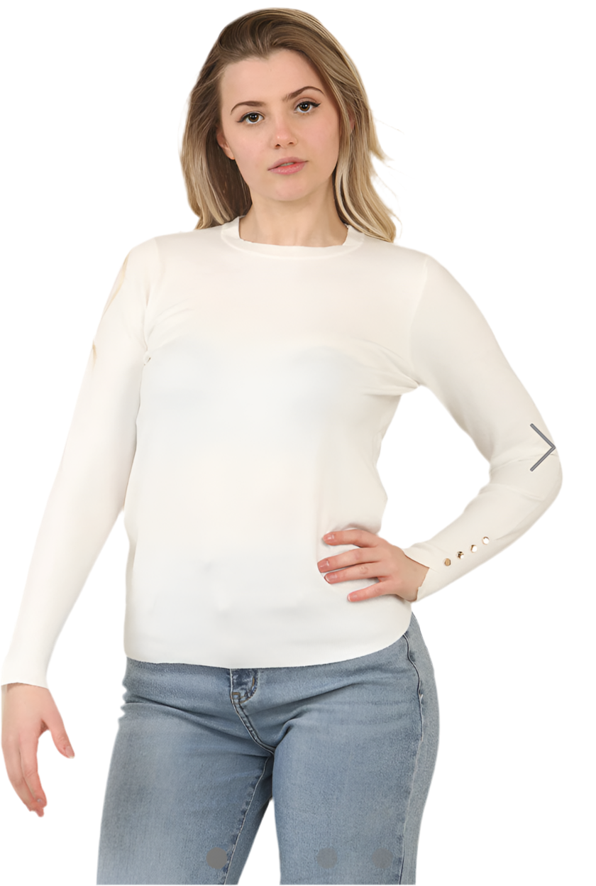 Crew neck button jumper