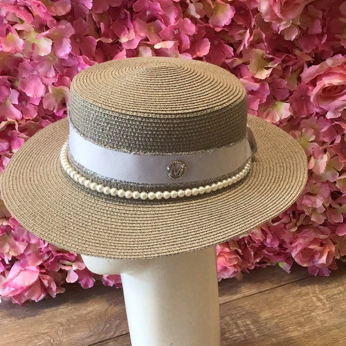 Light grey boater hat