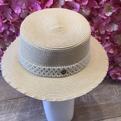 Pearl boater hat straw