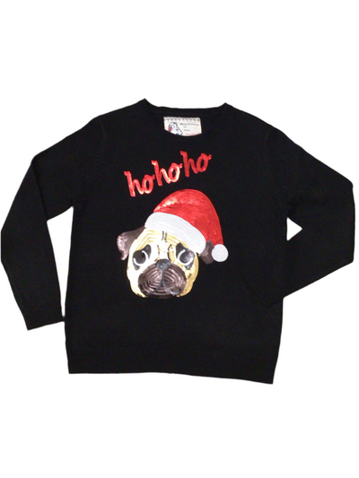 Sequin pug Christmas jumper