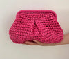 Straw clutch bag- Fushia