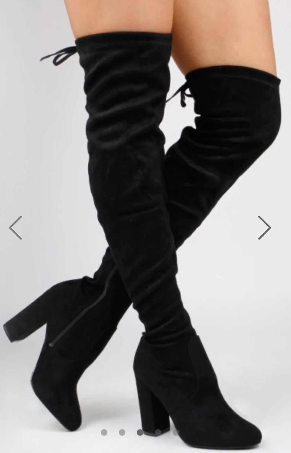 Black Suede Over The Knee High Chunky Heeled Boots.