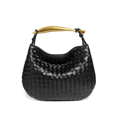 Black woven tote bag