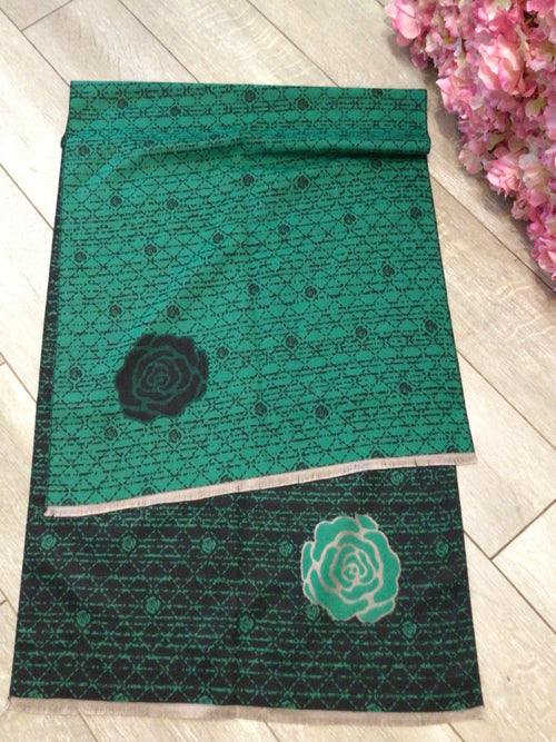 Green black reversible scarf , wrap super soft