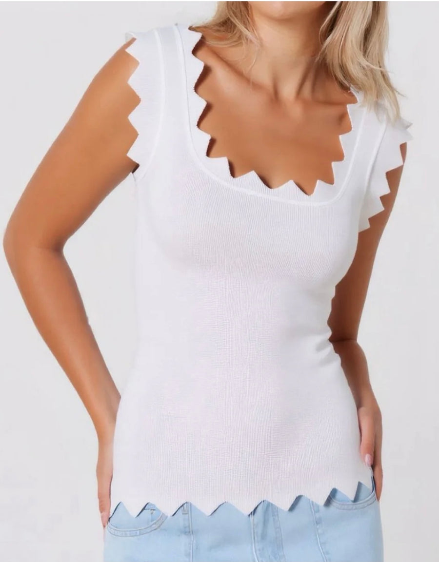 Knitted Scolloped Vest