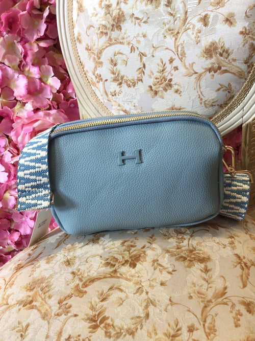 H inspired - across the body bag with detachable strap- baby blue