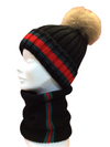 Bobble hat (faux fur) with snood