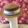 Brown boater hat