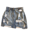 Distressed Denim Skirt