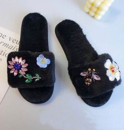 Black beaded slipper