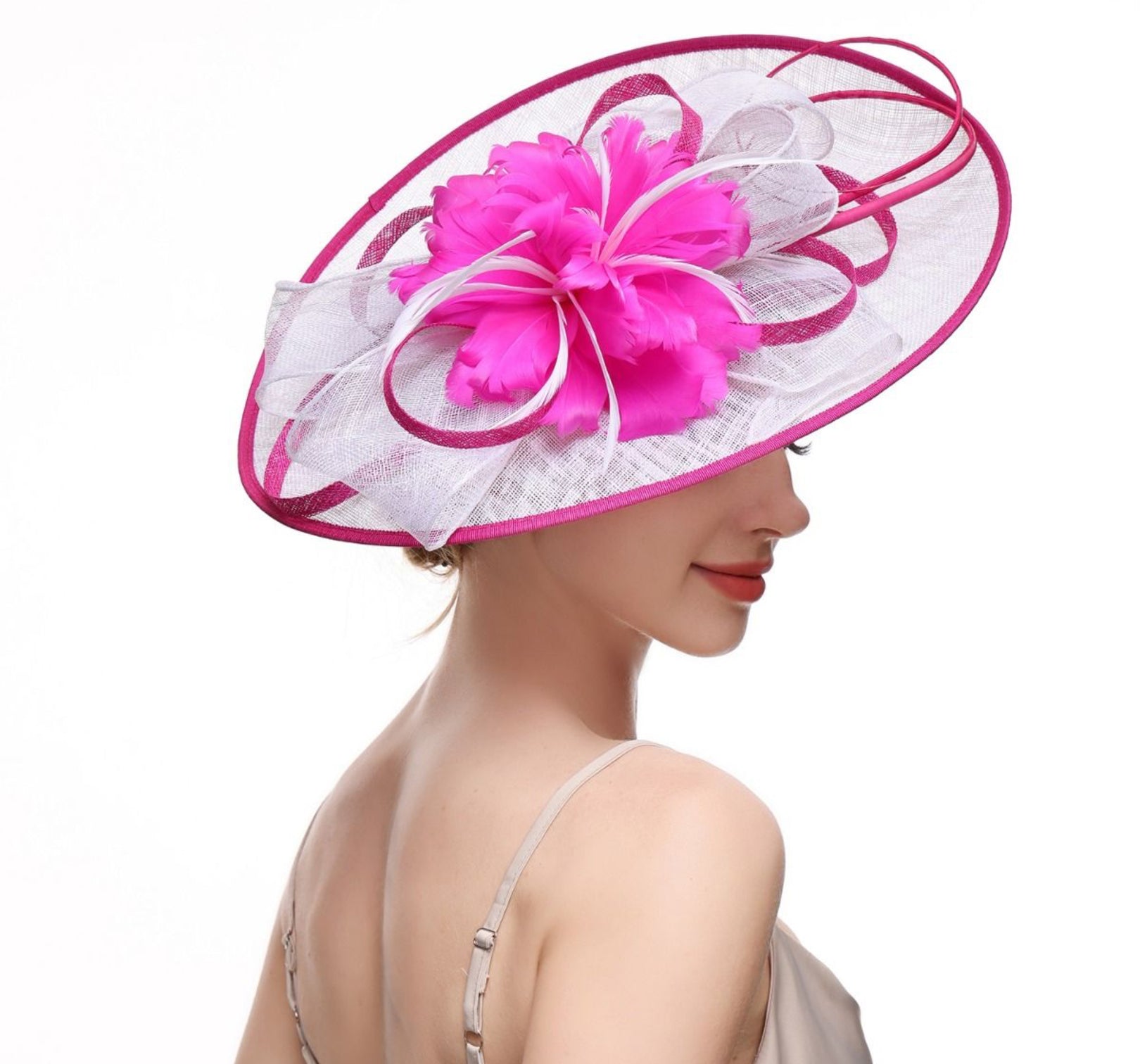 Fuchsia large fascinator