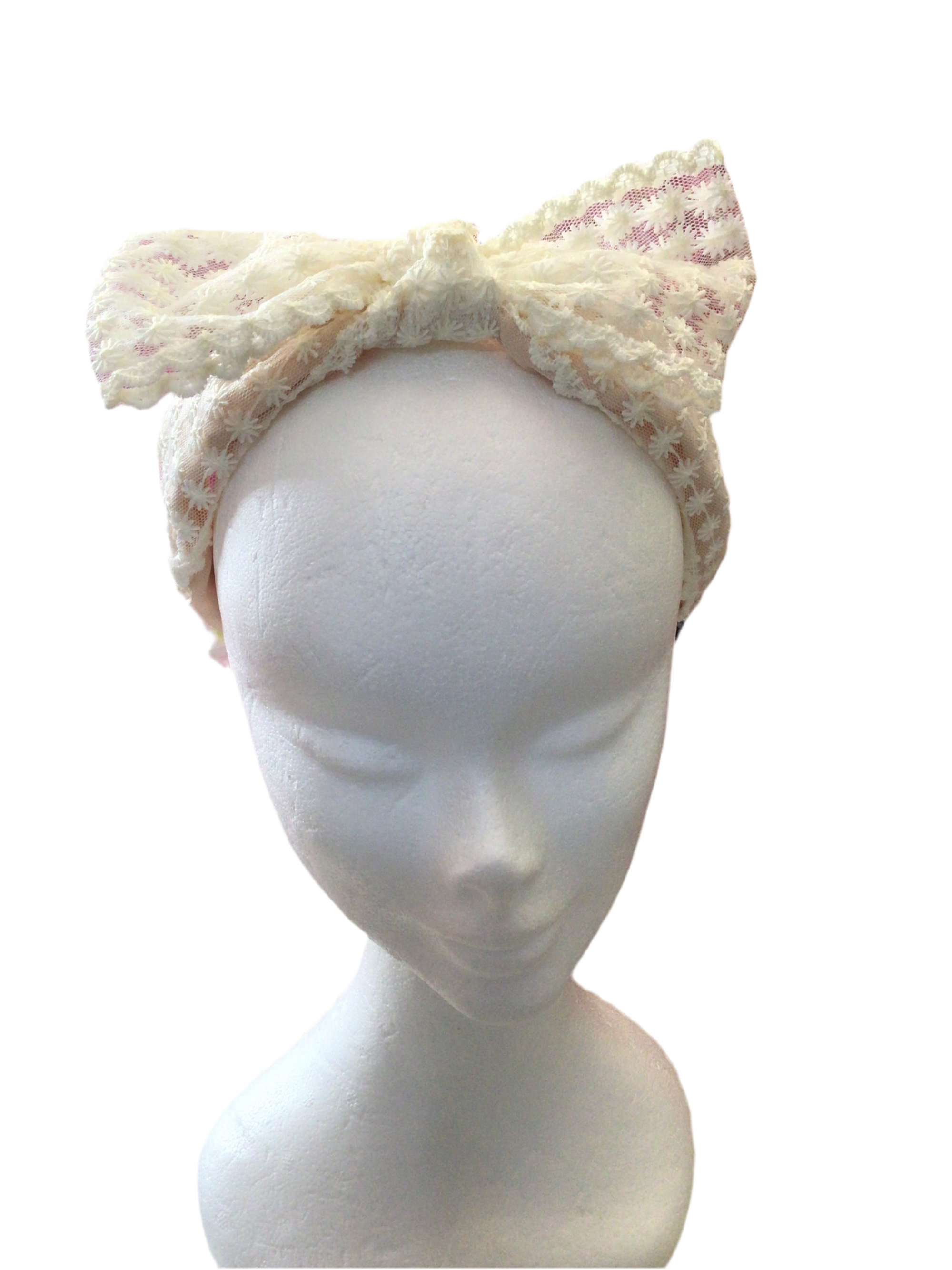 Cream bow headband
