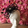 Black fascinator headband with pearls