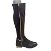 Black-gold detail knee high low boots